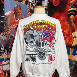 Vintage Dallas Cowboys Buffalo Bills 1994 Super Bowl XXVIII Sweatshirt Sz Large